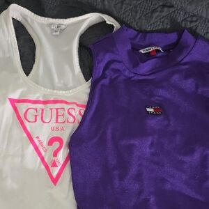 Tommy Hilfiger Purple Tank Top & Guess White Tank Top Set